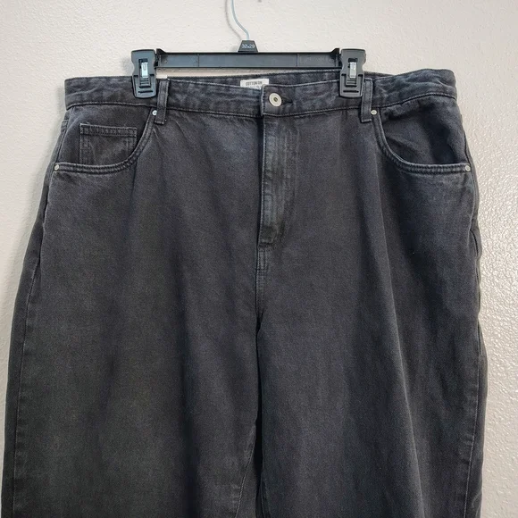 Cotton On Women's Midnight Black Curve Baggy Straight Leg Jeans Sz 12 High Rise - Picture 3 of 14